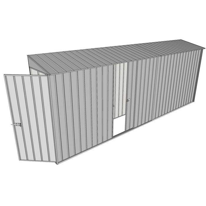 Build-a-Shed 0.8 x 5.2 x 2m Hinged Door Tunnel Shed with Single Sliding Side Door - Zinc