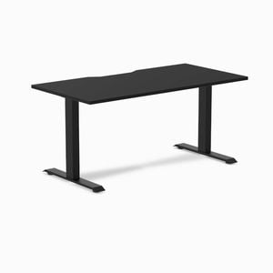 Desky Fixed Height Black Scalloped Melamine Desk 150x75cm Matte Black Leg