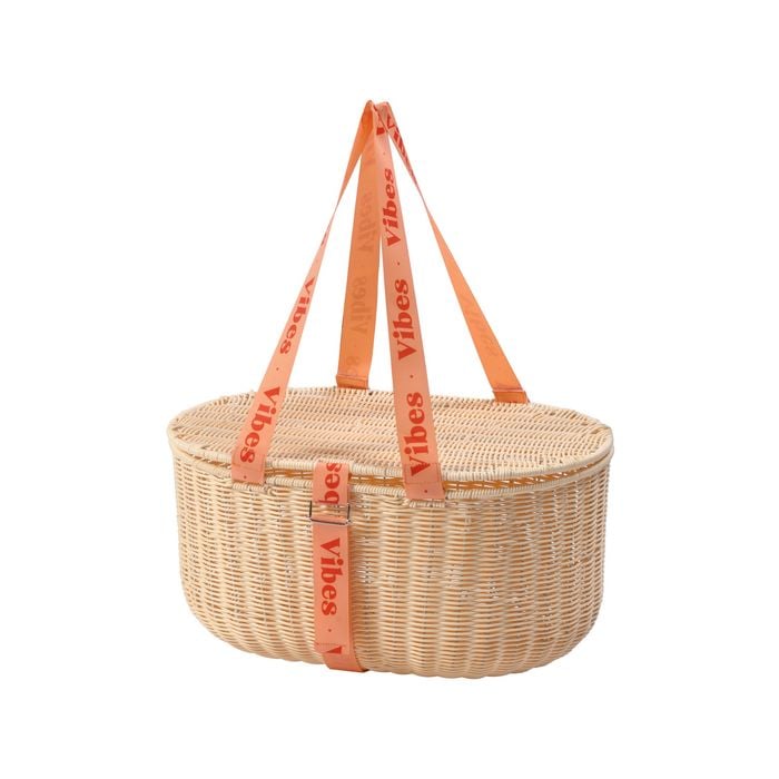 Vibes Mclaren Vale 2 Person Wicker Cord Picnic Basket Tanned 49x33x24cm