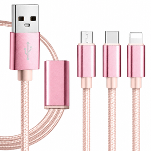 Salesbay Multi Charger 1.5m Cable 3in1 Fast Charging USB Universal Type-C Micro