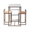 Teamson Home Marmo Modern Marble-Look Breakfast Table Set with 2 Stools and Storage, Marble/Brass