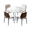 Oikiture Dining Table Set 90cm Round Dining Table and Chairs PU Leather White