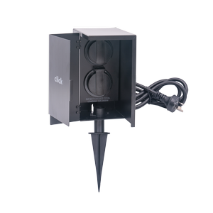 Click Black 2 Outlet Power Garden Socket Tower