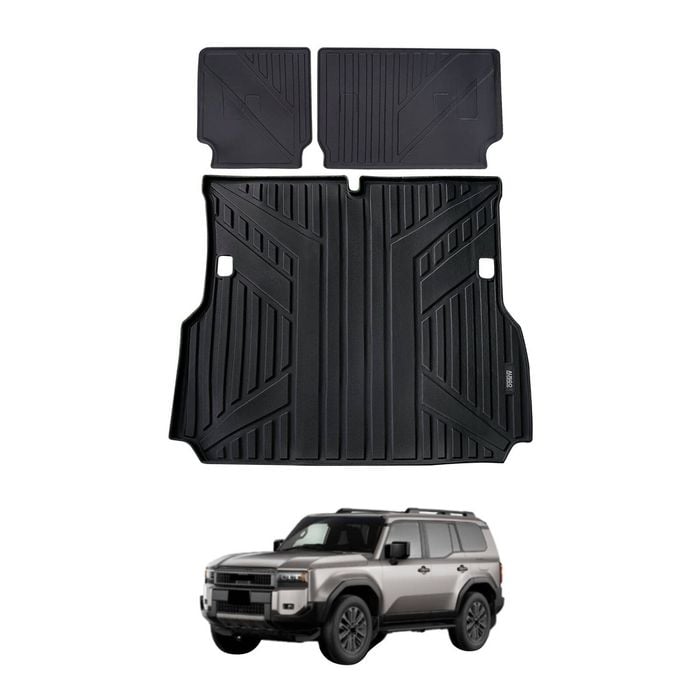 AUSGO Boot Liner Back Seat Protector Set for Toyota LandCruiser Prado 250 Series 5-Seat 2024-Onwards Cargo Mat Kick Mats