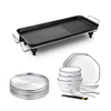SOGA 68cm Electric BBQ Grill Plate Set with Ceramic Bowl and Silver Grilling Plate