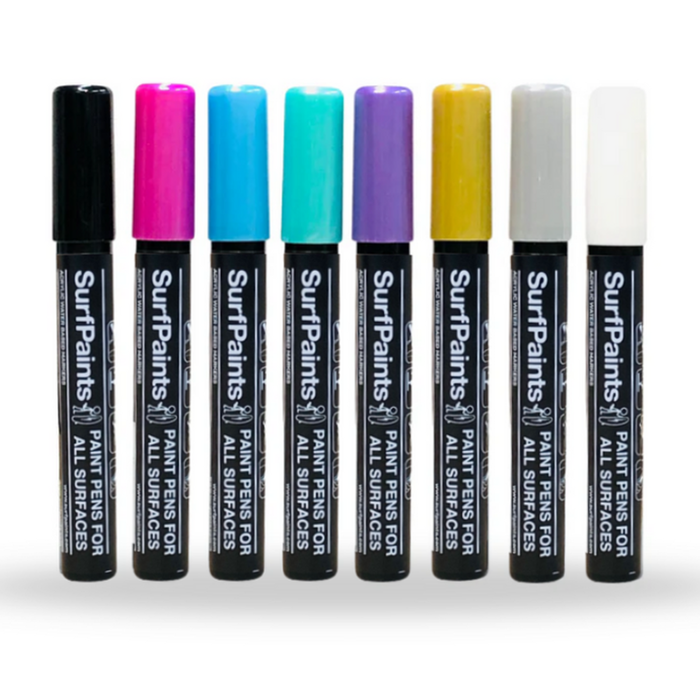 Surfpaints Metallic Acrylic Paint Pens - 4mm Durable Wide Nibs for All Surfaces
