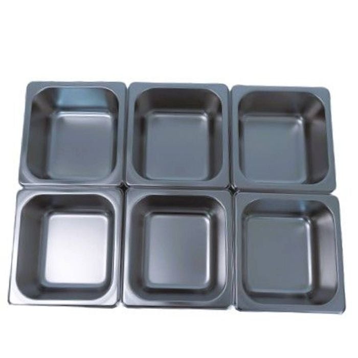 LCE Gastronorm GN Pan One Sixth Size 1/6 GN Pans 65mm (Pack of 6)