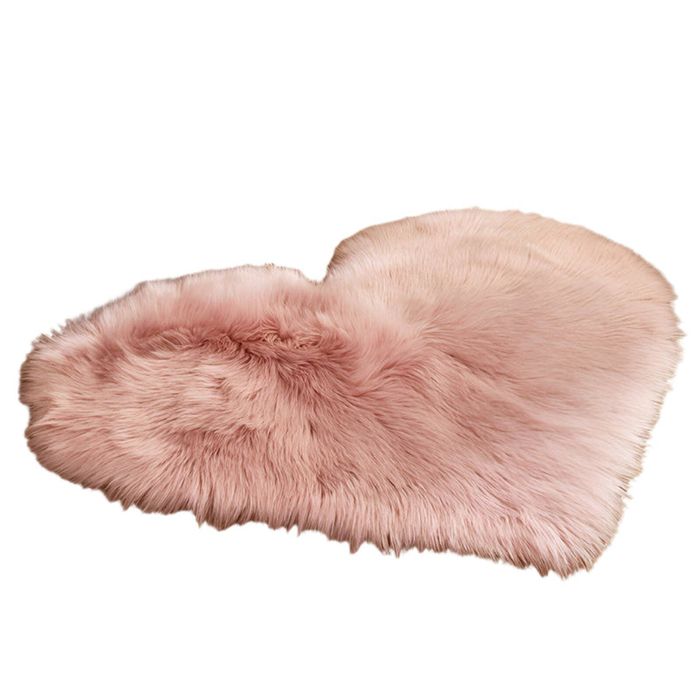 Lifebay Plush Pink Heart-Shaped Area Mat