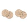 4pc Nord Deco Wooden Coaster Kitchen Table Decor Set Flowers 10x10x0.3cm