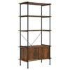 vidaXL 5-Tier Shelving Unit with Cabinet Steel and Engineered Wood Bookcase