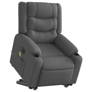 vidaXL Electric Stand up Massage Recliner Chair Armchair Dark Grey Fabric