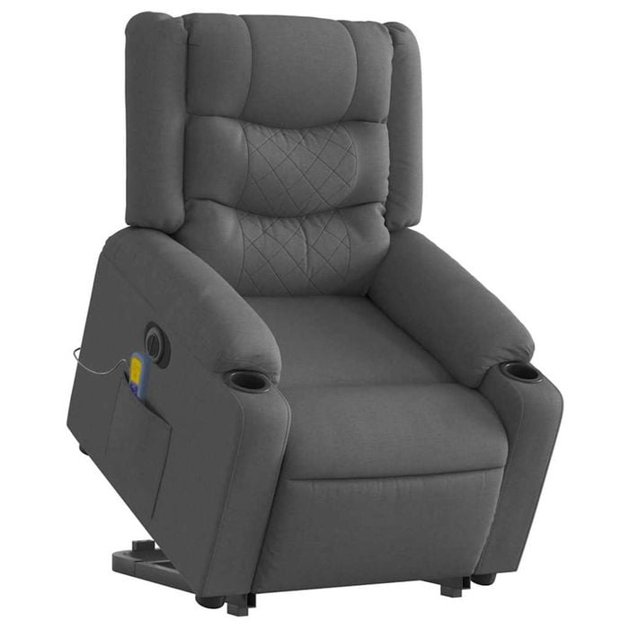 vidaXL Electric Stand up Massage Recliner Chair Armchair Dark Grey Fabric