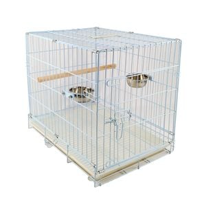 Collapsible Pet Carrier Travel Cage for Medium Bird Cockatoo White Travel Cage