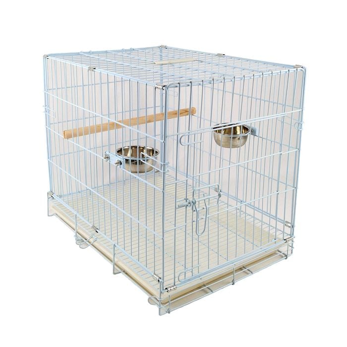 Collapsible Pet Carrier Travel Cage for Medium Bird Cockatoo White Travel Cage