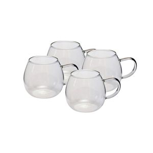 4pc Coffee Culture Deca 380ml Glass Single Wall Hot/Cold Drink Mug Set Clear