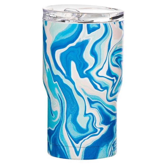 Porta Summer Swirl Stainless Steel 420ml Travel Mug Drink Water Tumbler Blue