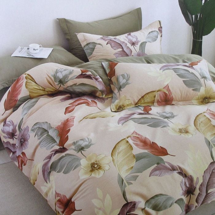 Bloomington 300TC Bahamas Taupe Reversible Cotton Quilt Cover Set Single