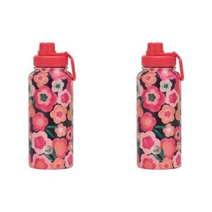 2PK Annabel Trends Watermate 950ml Stainless Steel Bottle Midnight Blooms