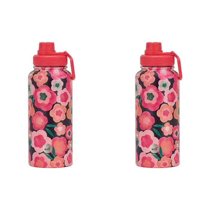 2PK Annabel Trends Watermate 950ml Stainless Steel Bottle Midnight Blooms