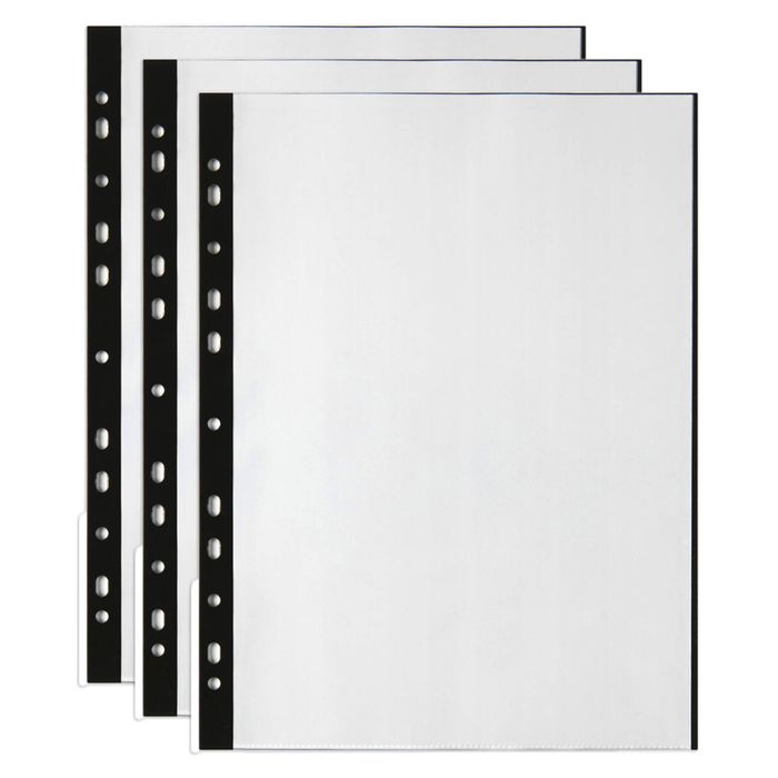 3x Marbig Bindermate 20-pockets A4 Display Book Document Organiser Clear/black