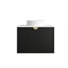 Attica Mellini 750mm Matte Black Vanity With Pure White Stone Top 
