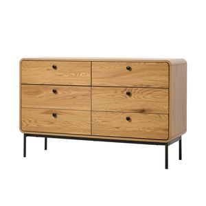 Oikiture 6 Chest of Drawers Tallboy Storage Cabinet Dresser Natural