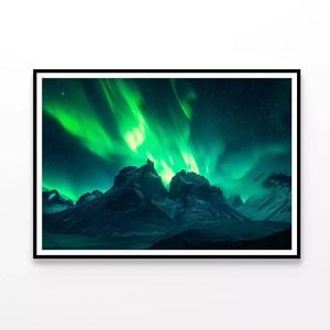 Green Lights over the Mountains  Print 100% Australian Made 90x60cm  (Poster)