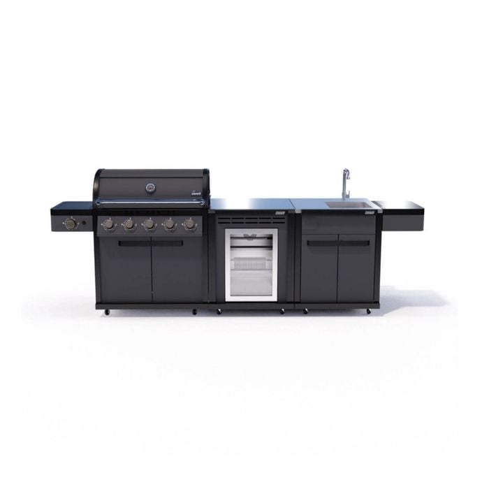 Coleman Pro Series 5 Burner Kitchen With Fridge And Sink Module Matt Black