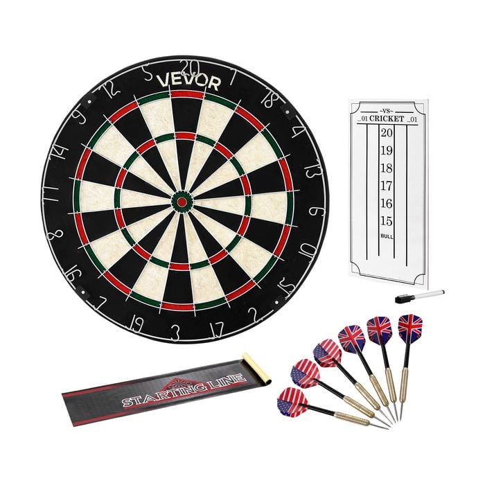 VEVOR Dartboard Colorful with 6 Darts Scoring Kit Staple-Free Bullseye Rotating Number Ring