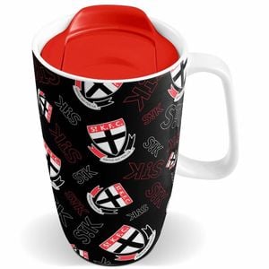 Afl Ceramic Travel Coffee Mug - St Kilda Saints - Drink Cup With Lid