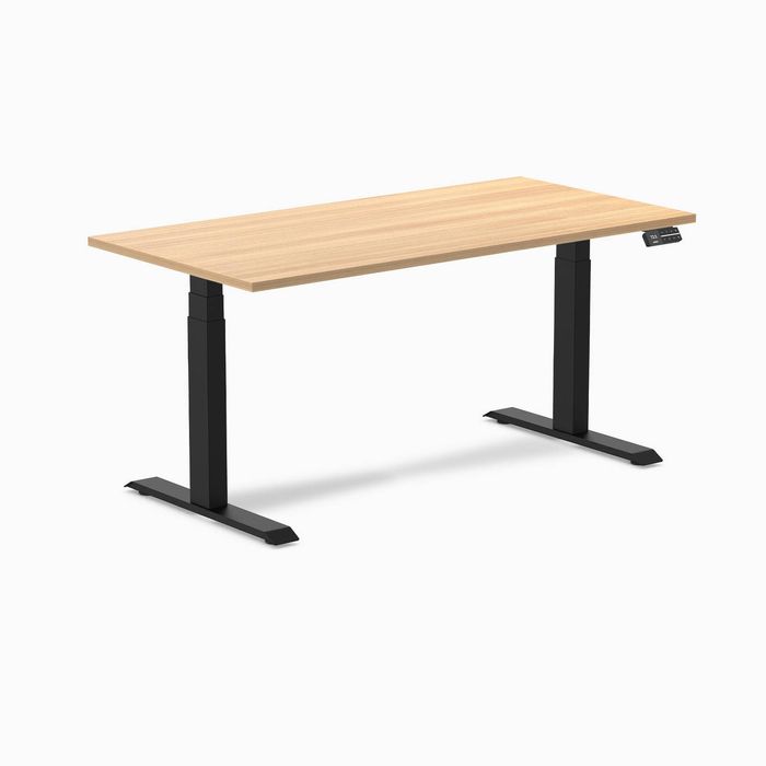 Desky Dual Melamine Sit Stand Desk Matte Black Frame 150cm