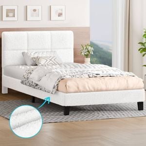 Alfordson Bed Frame King Single Size Boucle White