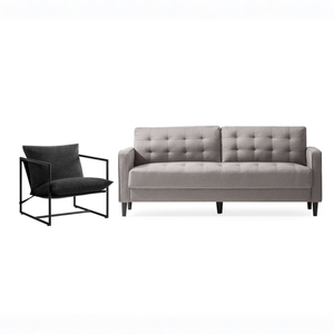Zinus 3 Seater Mid Century Sofa & Aidan Sling Accent Chair Set