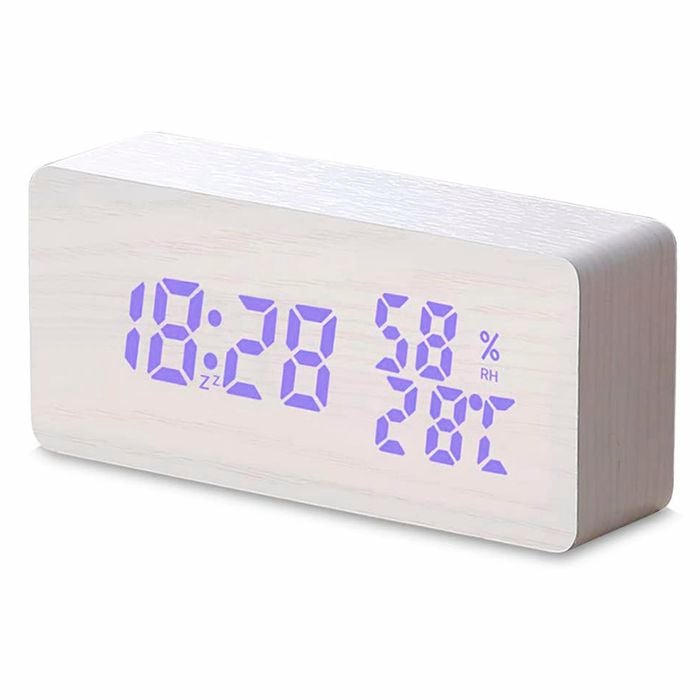 TODO Digital LED Alarm Clock w/ Dual USB Charge Port 115 Colour LED - White