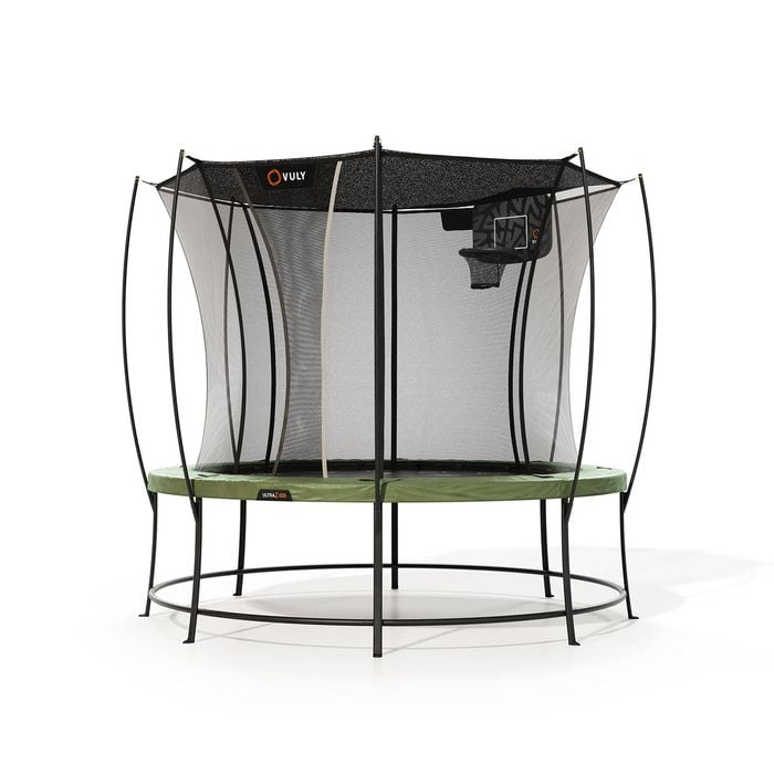 VULY Ultra 2 Pro Medium 12ft Trampoline with Enclosure - Round Kids Trampolines Bundle With Shade Cover & Basketball Hoop