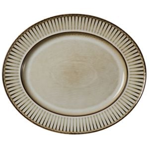 Casa Domani Durable Stoneware Leros Rim Oval Platter Plate 36x30cm