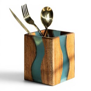 Luxury Feast Live Edge Acacia Wood Cutlery Holder