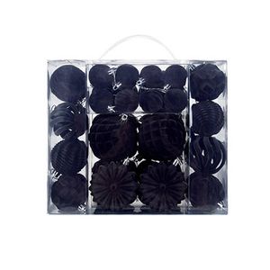 Catzon 48 Pcs Velvet Christmas Balls Flocked Shatterproof Baubles for Holiday Wedding Party-Grey
