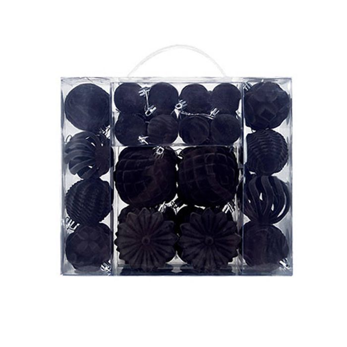 Catzon 48 Pcs Velvet Christmas Balls Flocked Shatterproof Baubles for Holiday Wedding Party-Grey