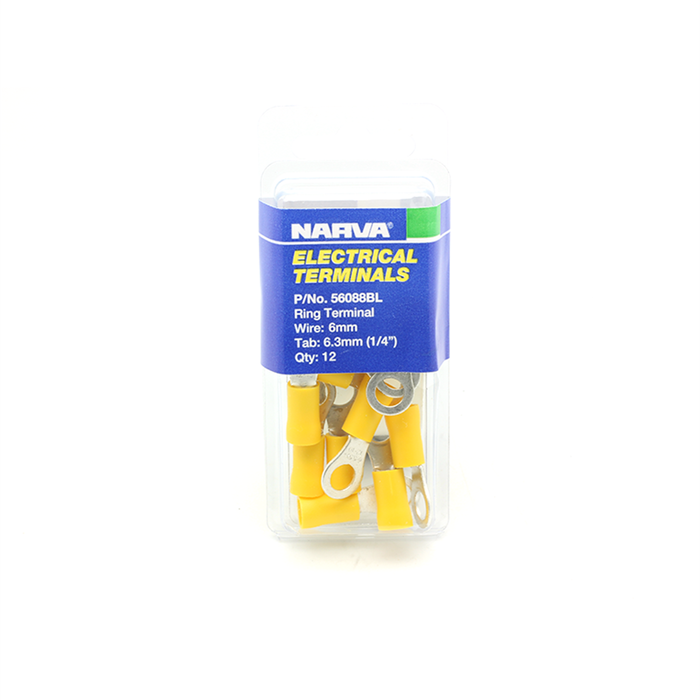 Narva 5 - 6mm Yellow Electrical Ring Terminal - 12 Pack