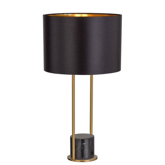 Telbix Desire Modern Table Desk Lamp Light Marble Metal Fabric Black Antique Gold