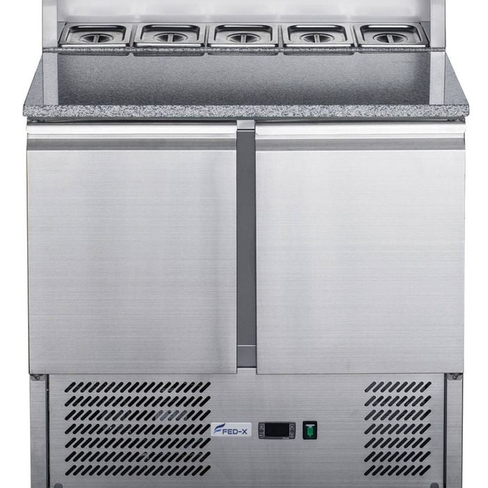 FED-X Two Door Salad Prep Fridge with Marble Top - XGNS900E