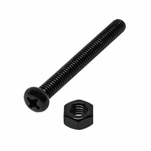 Pinnacle M4 x 80mm Black Ruspert® Round Head Bolts And Nuts - 6 Pack