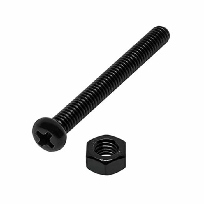 Pinnacle M4 x 80mm Black Ruspert® Round Head Bolts And Nuts - 6 Pack