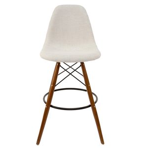 SK Designer Living | Replica Eames DSW Stool | Fabric & Walnut - Texture Ivory