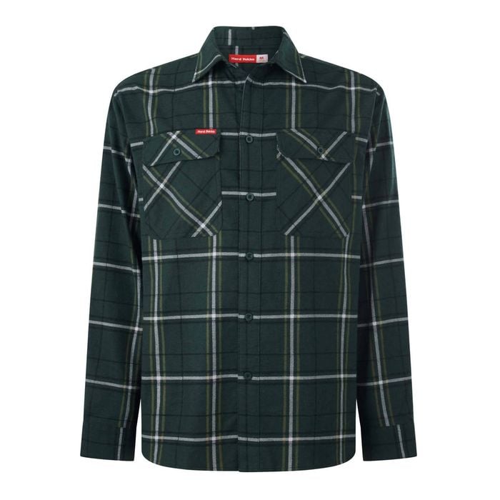 Hard Yakka Green Check Long Sleeve Check Flannel Shirt - Size 3XL