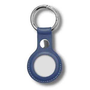 MEZON Blue PU Leather Protective Case Holder for Apple AirTag with Keychain Ring