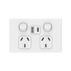 DETA Matte White S-Line Double Power Point With USB A And C Charger - Matt White
