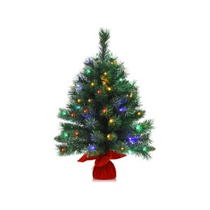 Costway 66cm Tabletop Christmas Tree 35 Colorful LED Small Xmas Tree Cement Base