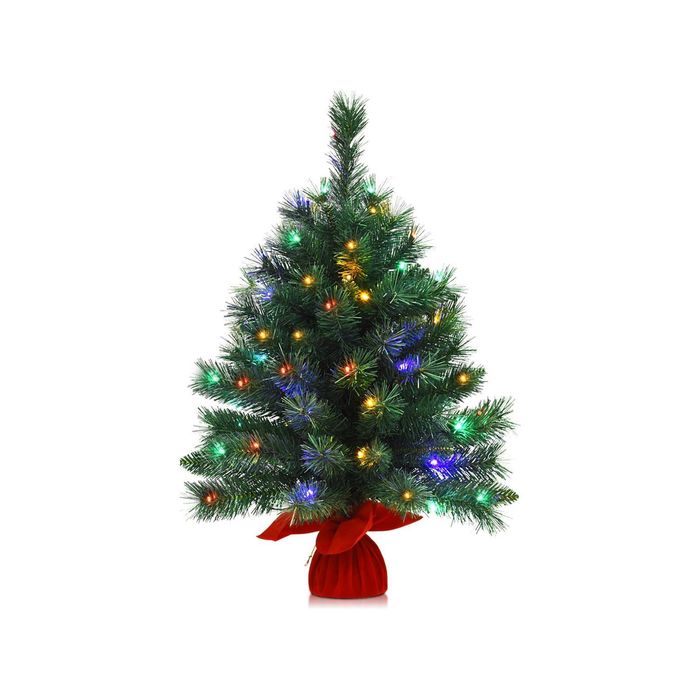 Costway 66cm Tabletop Christmas Tree 35 Colorful LED Small Xmas Tree Cement Base